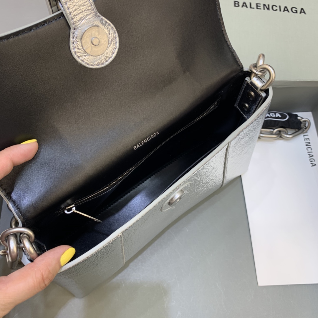 Balenciaga Downtown XS Shoulder Bag With Chain Silver